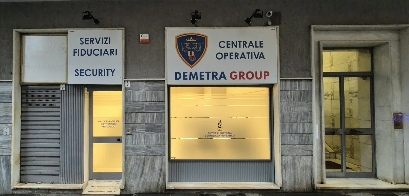 Entrance to the Demetra Group management hub at Via Carlo Riccio 7, Turin