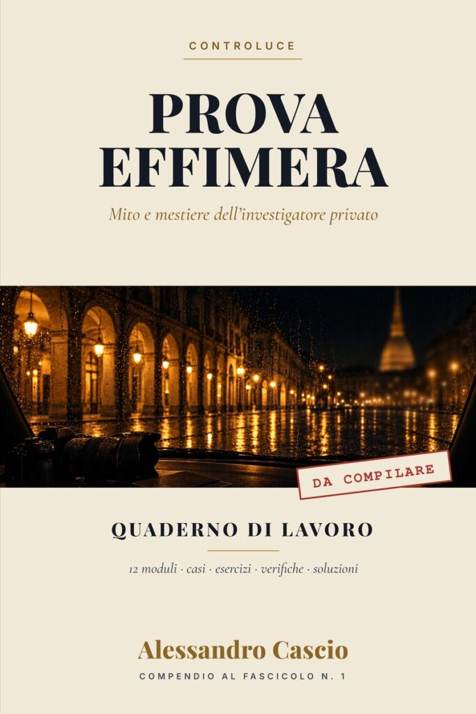 Copertina del Quaderno di lavoro di Prova effimera, compendio al Fascicolo N. 1 della collana Controluce