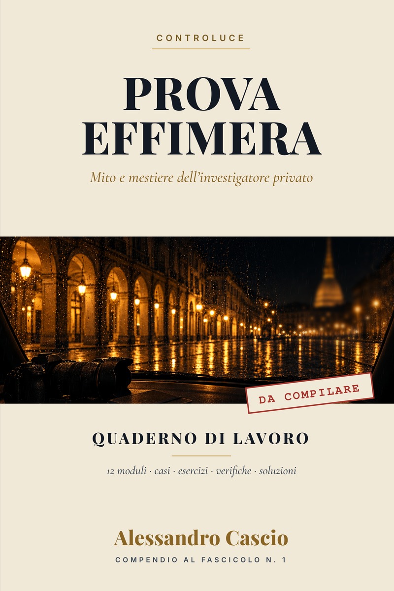 Copertina del Quaderno di lavoro di Prova effimera, Alessandro Cascio, compendio al Fascicolo N. 1 della collana Controluce